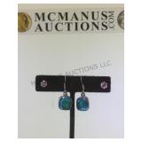 2 PAIR OF STERLING EARRINGS W/PINK & BLUE GEMSTONE