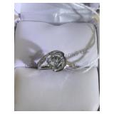 STERLING RING W/1CT AMETHYST & DIAAMOND, SIZE 7