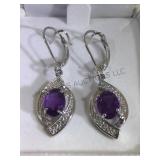 AMETHYST & DIAMOND DANGLE EARRINGS