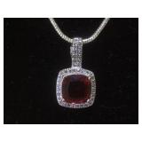 STERLING NECKLACE W/4CT RUBY
