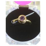 STERLING RING W/1CT AMETHYST, SIZE 7