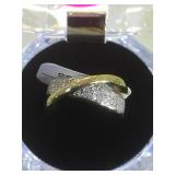 STERLING RING W/.50 DIAMOND, SIZE 8