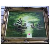 FRAMED OSHIRO BOAT OIL PAINTING ON CANVAS