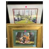 PAIR OF DISNEY PRINTS ONE WITH CELL AND 75TH COIN