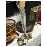 BLOWN GLASS SCULPTURE WITH HEAVY METAL BASE