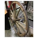 ANTIQUE WOOD AND METAL WAGON WHEEL 44' DIAMETER