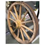 ANTIQUE WOOD AND METAL WAGONWHEEL 41'DIAMETER