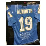 SHADOWBOXED LANCE ALWORTH SIGNED JERSEY W/COA