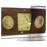 ANTIQUE WOODEN FRAME WITH FADED WESTERN PRINTS