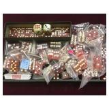 TRAY LOT OF VINTAGE CASINO DICE, ONYX DICE &MORE