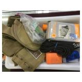 TUB OF SURVIVAL GEAR, REFLECT TENT, ROPE & MORE