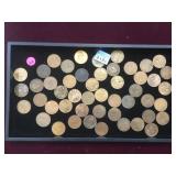 TRAY OF 50 OLD ENGLISH PENNIES