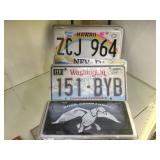 COLLECTION OF LICENSE PLATES, HAWAII, WASHINGTON