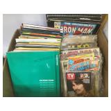 BOX OF VINTAGE COMICS, CALENDARS & MORE