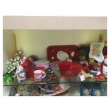 SHELF LOT OF CHRISTMAS DECOR