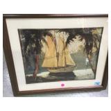 BOTTOM CART, FRAMED & MATTED  SAILBOAT PICTURE