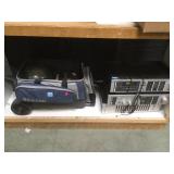 SHELF LOT, 2 BOWLING BALLS W/CASE, & ELECTRONICS