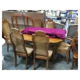 WOODEN DINING TABLE W/6 CHAIRS & EXTENSIONS