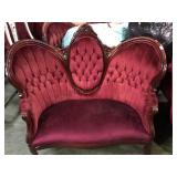 ORNATE PARLOR LOVESEAT W/RED VALOUR