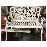 WHITE WROUGHT IRON BENCH