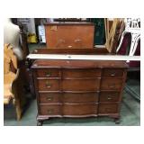 4 DRAWER CLAWFOOT DRESSER W/MIRROR & HEADBOARD