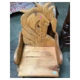 UNIQUE CARVED HORSE HEAD WOODEN CHAIR