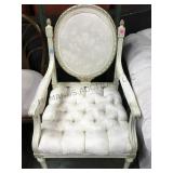 VINTAGE  WHITE UPHOLSTERED SIDE CHAIR