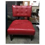 OVERSIZED RED LEATHER SITTING CHAIR