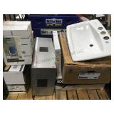 PALLET LOT, SINKS, OVERFLOW TANKS & MORE