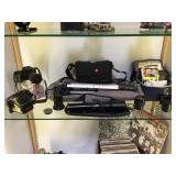 SHELF LOT OF PENTAX CAMERAS & ACCESSORIES