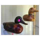 2 VINTAGE  WOODEN DUCK DECOYS, ARTIST SIGNED