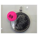 1882 MORGAN SILVER DOLLAR WITH BEZEL