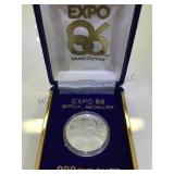 1986  EXPO OFFICIAL .999 SILVER MEDALLION