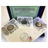 3 FIRST DAY ISSUE SUSAN B. ANTHONY COINS & STAMPS