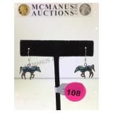 STERLING SILVER ENAMELED HORSE EARRINGS