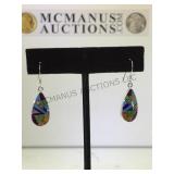 STERLING & MULTI-STONE INLAY  EARRINGS