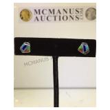 STERLING & MULTI-STONE INLAY EARRINGS