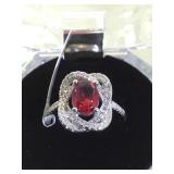 STERLING RING W/2CT (T.W.) RUBY & WHITE TOPAZ