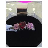 STERLING RING W/2.50 CT (T.W.) RUBY & PINK TOPAZ,