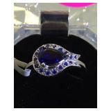 STERLING RING W/2CT (T.W.) BLUE SAPPHHIRE