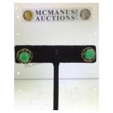 STERLING EARRINGS W/GREEN GEMSTONE