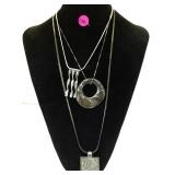 3 STERLING CHAINS W/STERLING PENDANTS,