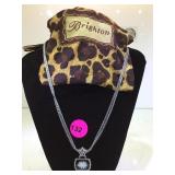 BRIGHTON NECKLACE W/ENAMEL FLOWER PENDANT ,W/BAG