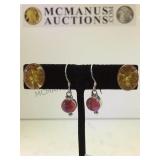 2 PAIR OF STERLING EARRINGS, 1-ORANGE STONE