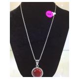 STERLING CHAIN W/MEXICO RED JASPER PENDANT
