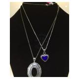 2 STERLING CHAINS, 1-SILVER REPOUSSE