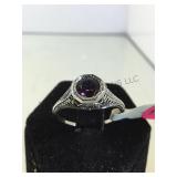 STERLING RING W/1CT RAINBOW TOPAZ FILIGREE