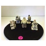 LOT OF 5 RESIN ASIAN FIGURINES, 3 NETSUKE