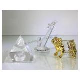 3 PIECES OF ASFOUR CRYSTAL, DOG, CAT/MOUSE