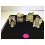 4 ASIAN RESIN FIGURINES, 2 ARE NETSUKI